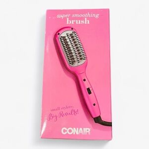 NWT Conair Super Smoothing Brush Smooths Frizz Adds Shine On-The-Go Styling